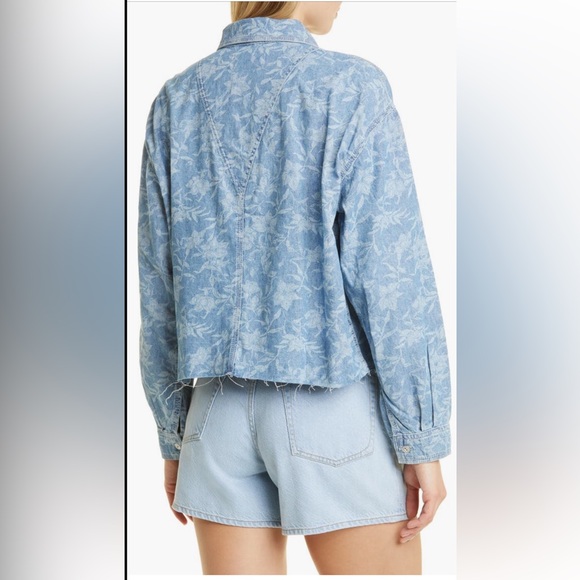 Rag & Bone Floral Oversize Crop Denim Shirt - Picture 2 of 9